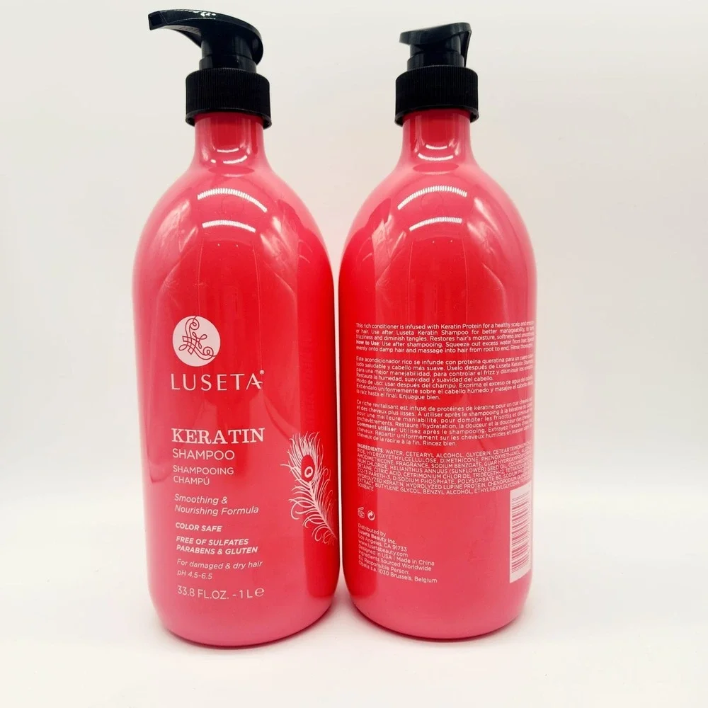 Luseta Keratin Smooth Shampoo & Conditioner Set 33.8oz Each Sulfate-Free Hydrati